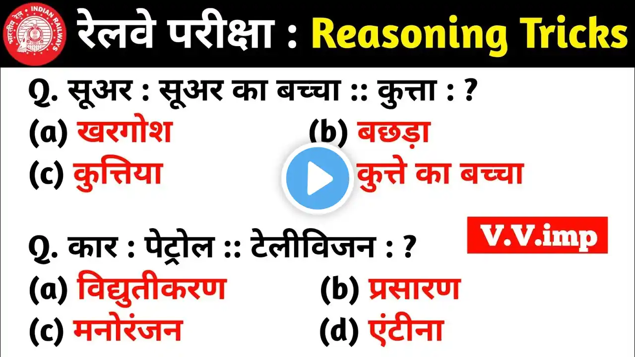 🔥RAILWAY NTPC REASONING ANALOGY IMPORTANT QUESTIONS | RRB NTPC REASONING ANALOGY IMPORTANT QUESTION