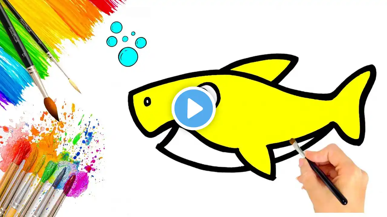 Simple and Easy Shark Drawing | Painting Art | Coloring for Kids and Toddlers