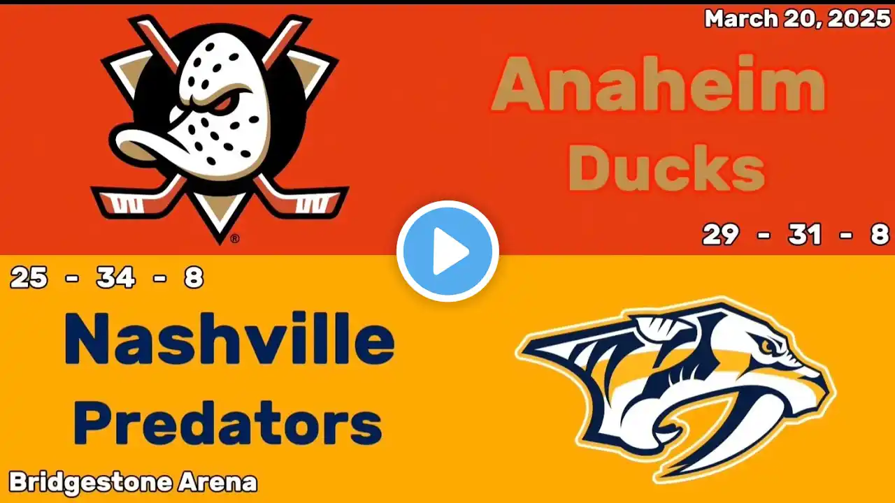 Anaheim Ducks vs Nashville Predators | March 20, 2025 | All Goals