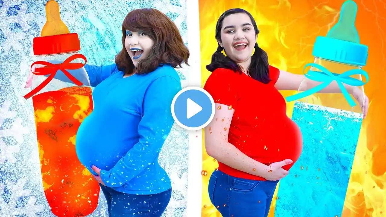 HOT PREGNANT VS COLD PREGNANT | AWKWARD PREGNANCY SITUATION WITH FIRE AND ICY GIRL BY CRAFTY HACKS