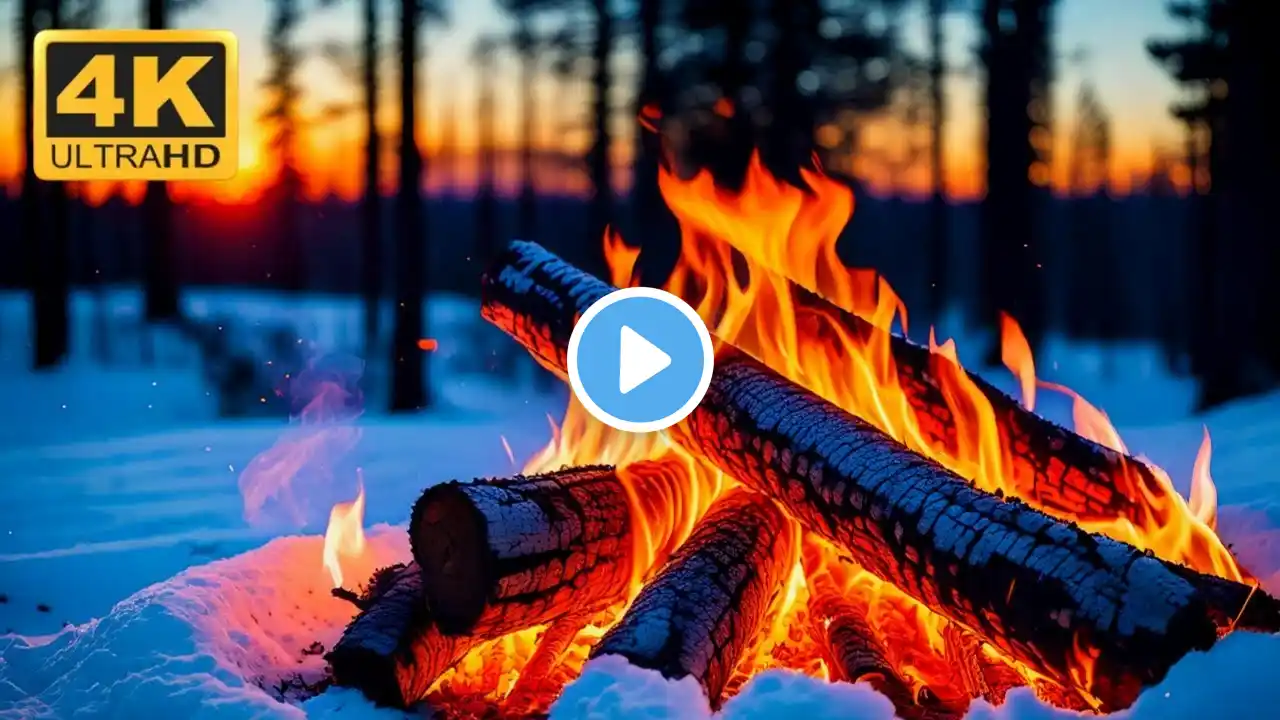 🔥 Crackling Fireplace Sounds with Burning Logs and a Chilly Winter Night Vibe V1