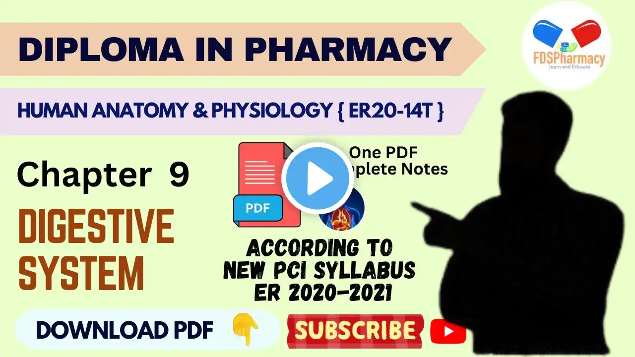 Human Anatomy & Physiology Chapter 9 Digestive System | D.Pharma 1st Year 2025 | Complete Notes