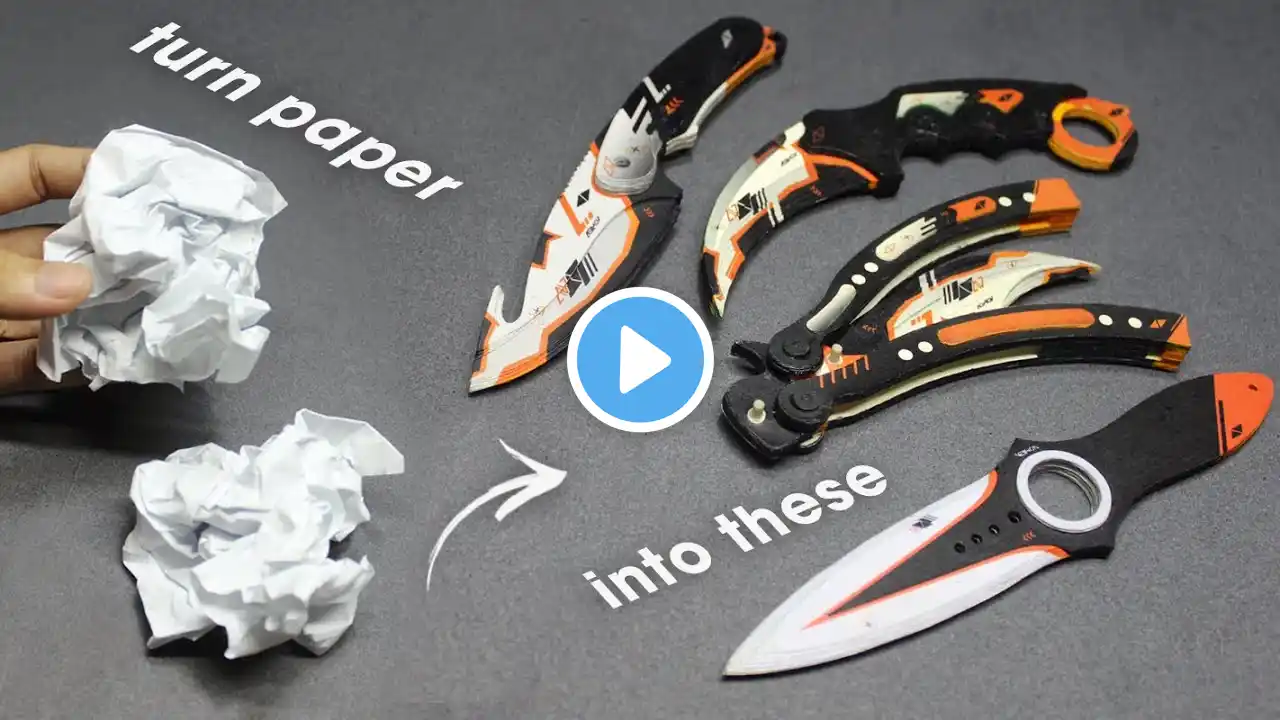 EASY DIY PAPER CRAFT IDEAS - How to make Realistic Asiimov CS:GO Knives - Custom knife COMPILATION