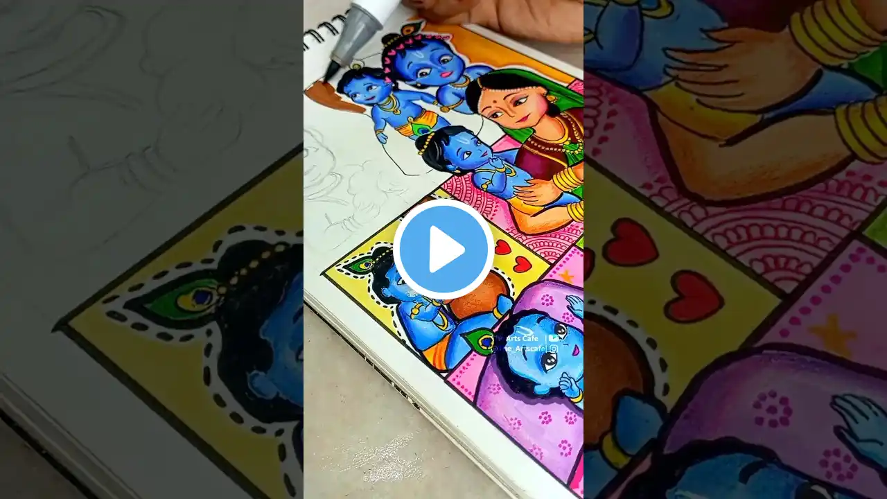 Most Requested video|| Little krishna Doodle Art 😍❤️ #shorts