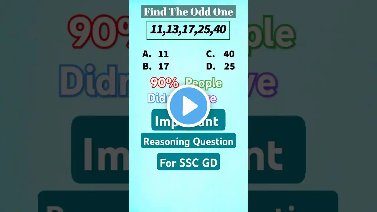 Q.16 Odd/Wrong One Reasoning With Solution #shorts #ssc #maths #mathematics