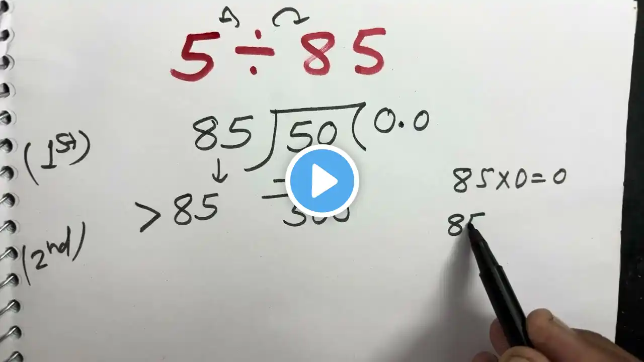 5 divided by 85 | divide kaise karte hain | bhag karna sikhe | Maths | Hindi