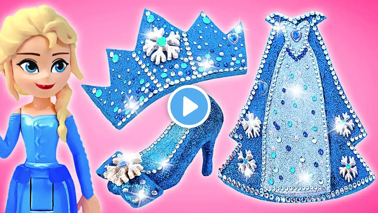 Let's Make Elsa's Snow Sparkle Outfit From Clay And Gems ❄️ EASY AND FUN DIY!