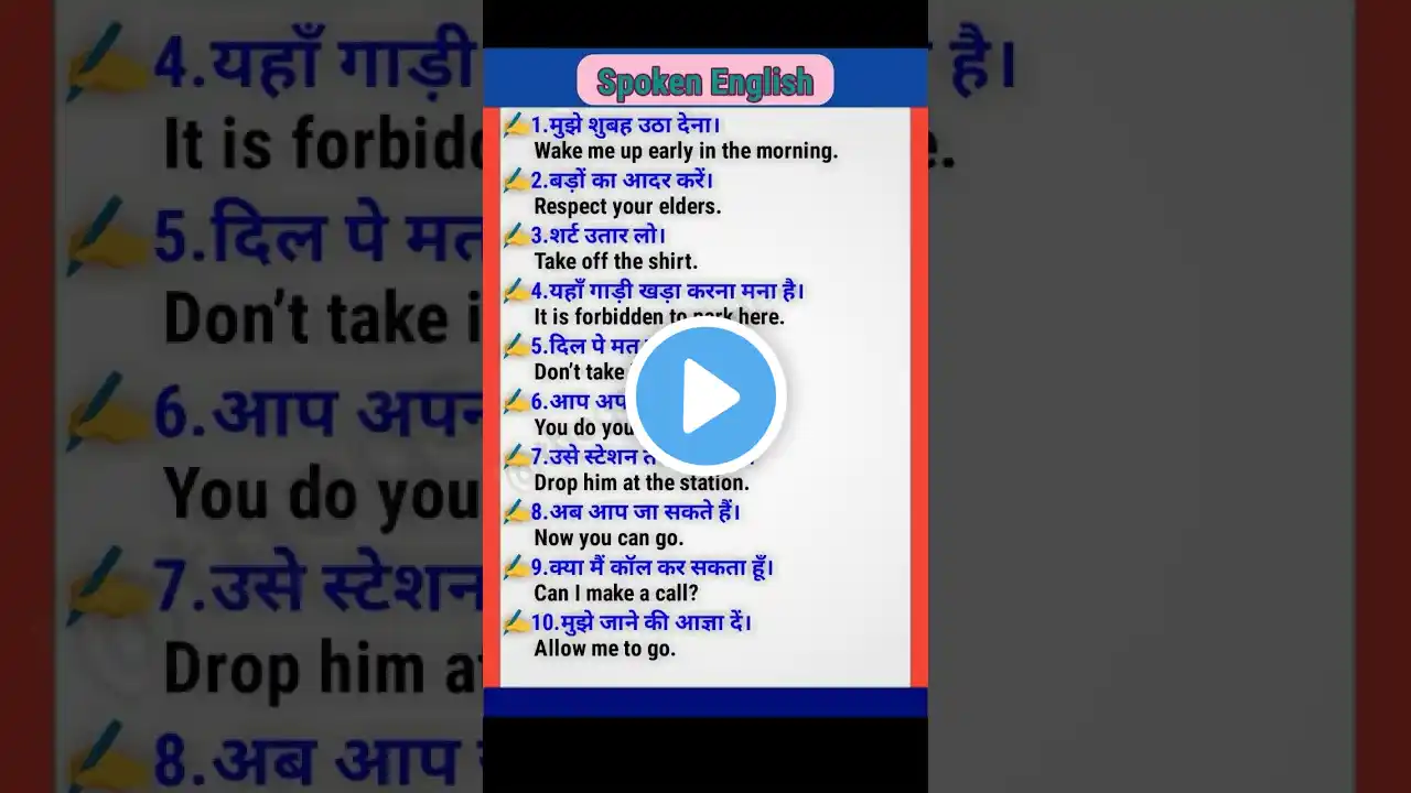 Spoken English| #20| English speaking practice #short #video