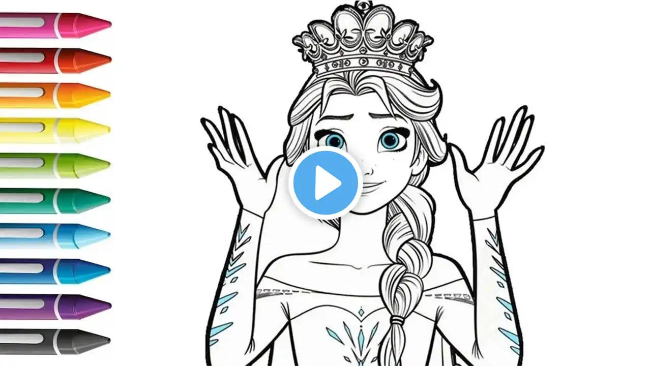 Queen Elsa Frozen Cute Drawing, Painting And Coloring For Kids And Toddlers | Let’s Draw Together