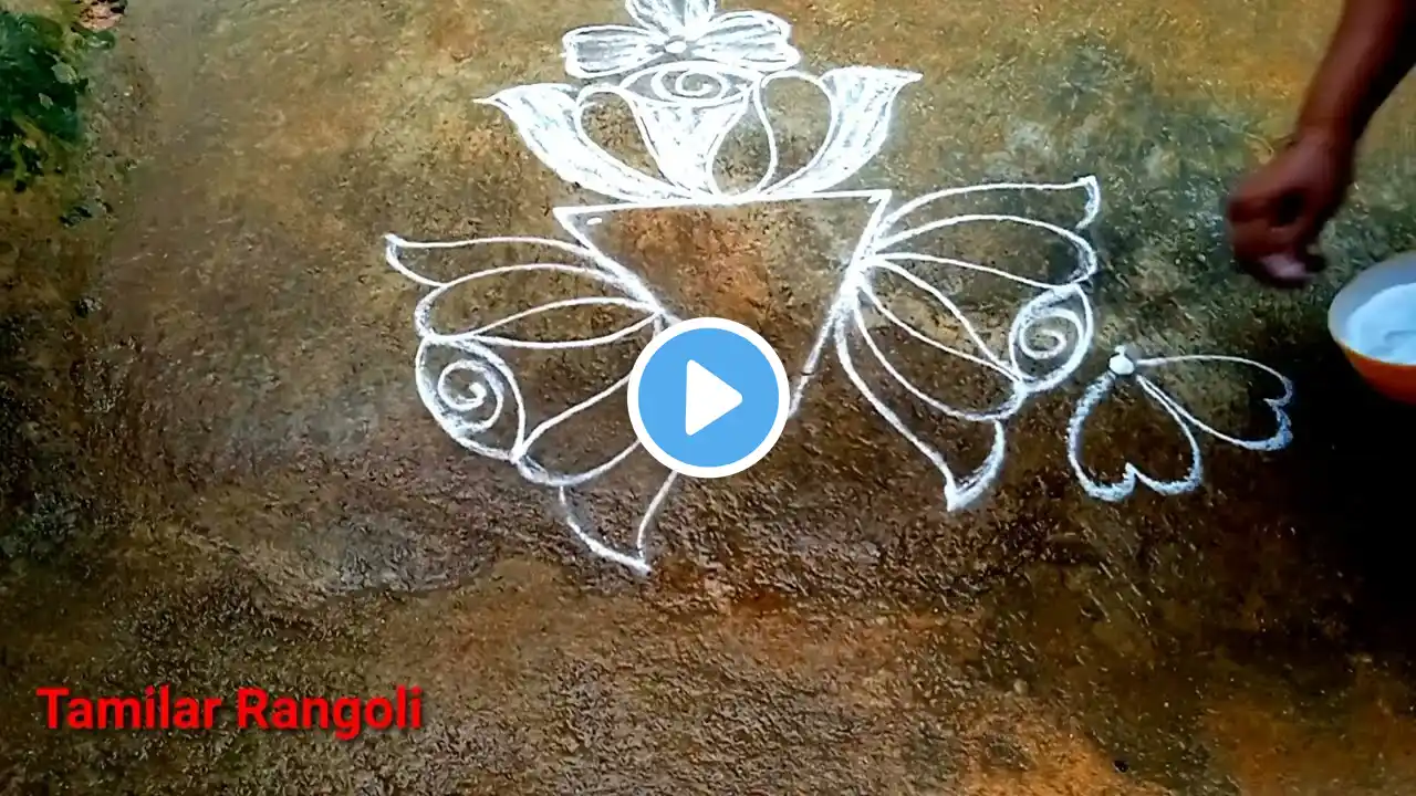 Aadi madham traditional special 3 dots rose 🌹 kolam/pandaga muggulu/Tamilar Rangoli