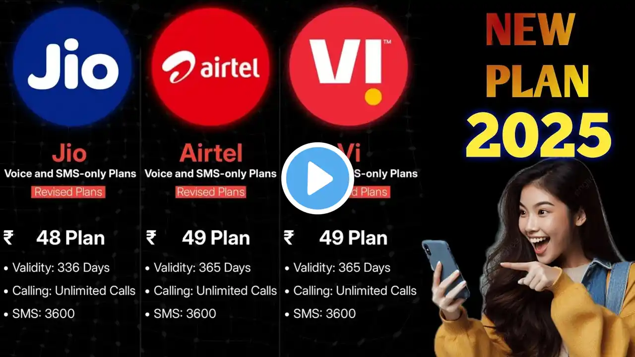 Airtel, Jio and Vi Calling & SMS Recharge Plan only 2025 ✅ New Recharge Packs Jio Airtel Vi Calling