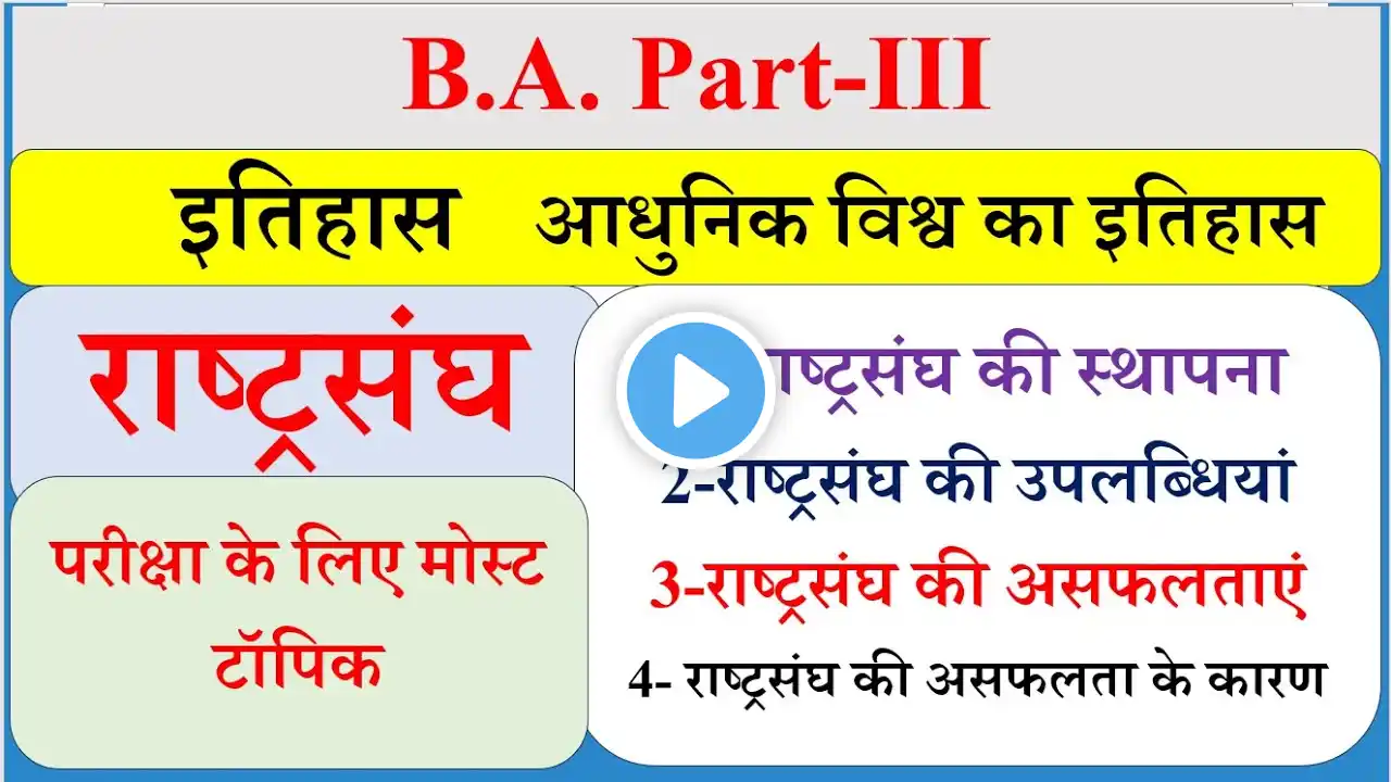 BA final Year History 2nd Paper | राष्ट्रसंघ | Rashtrasangha | आधुनिक विश्व का इतिहास पेपर 2024