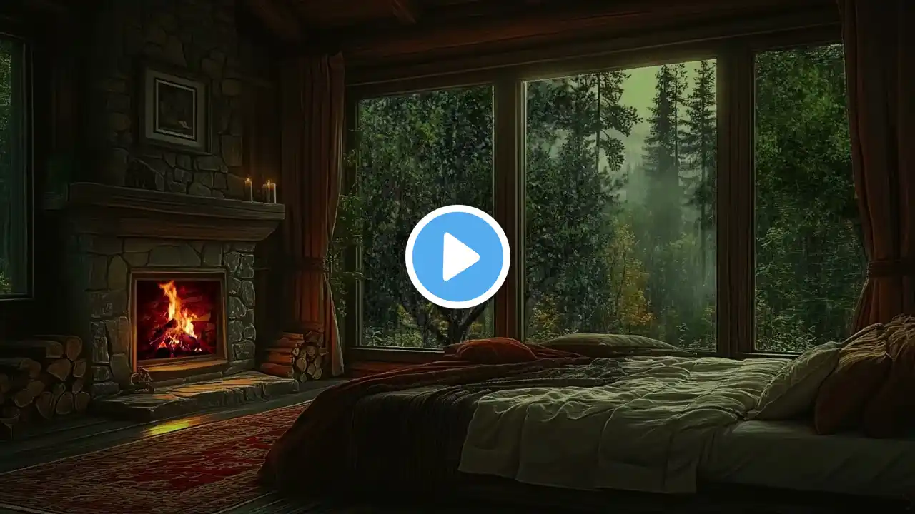 Quick Sleep in a Cozy Castle Bedroom â 3 Hours of Rain, Thunderstorm, and Fireplace Sounds
