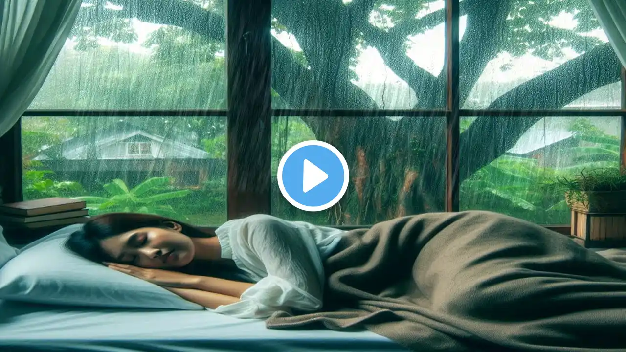 Rain Sound On Window with Thunder SoundsㅣHeavy Rain for Sleep, Study and Relaxation, Meditation