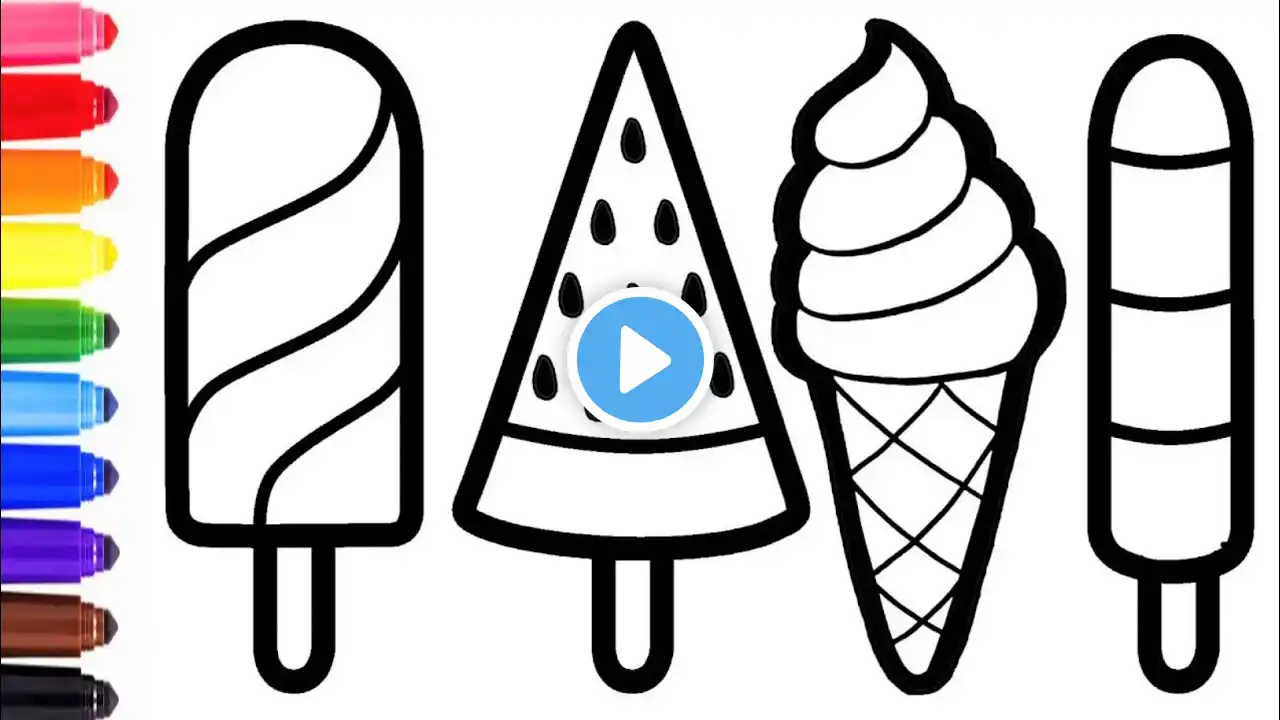 How To Draw Ice Cream and Popsicle Easy | Drawing ICE CREAM For Kids | Coloring Icecream🍦 for Kid