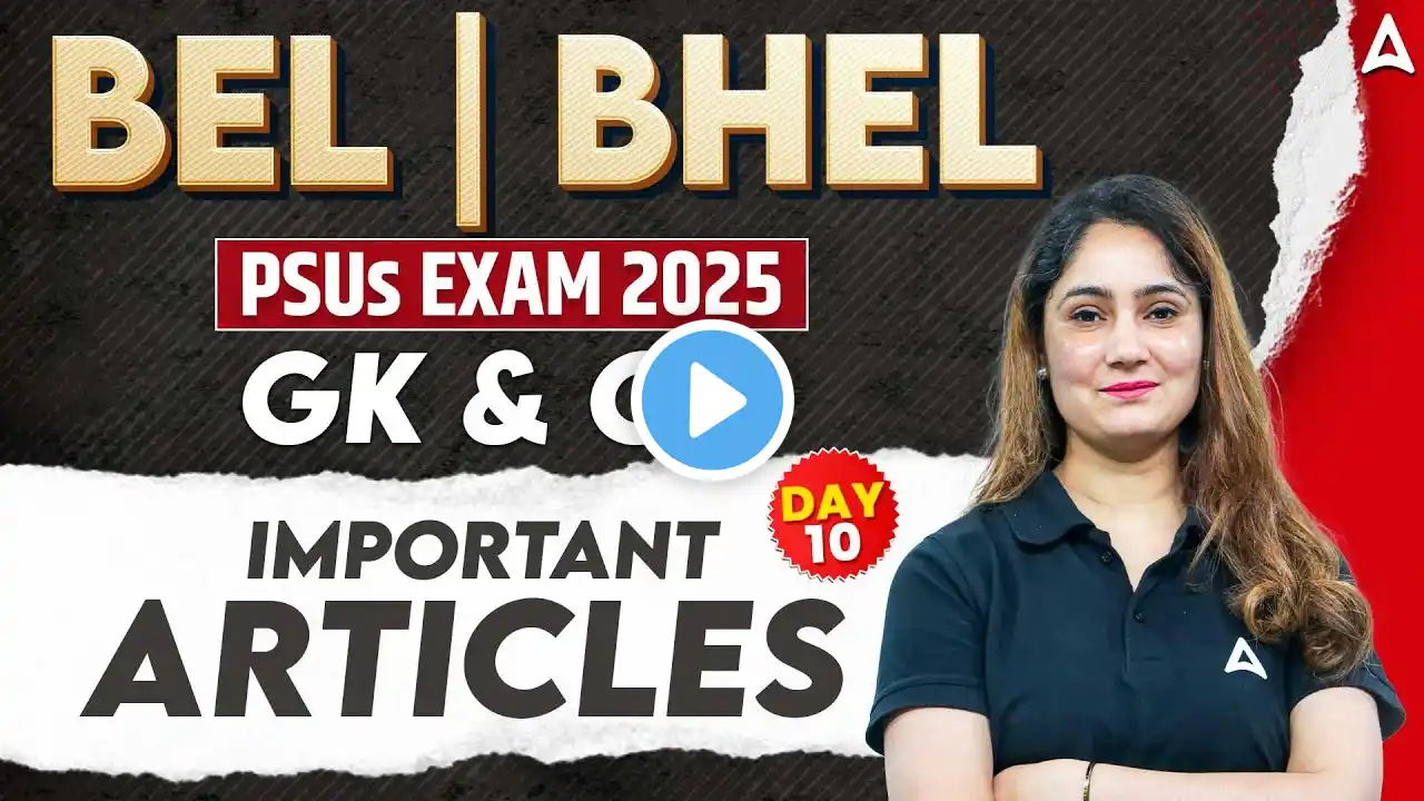 BEL | BHEL 2025 | Important Articles MCQ | GK GS Classes | By Pinki Mam