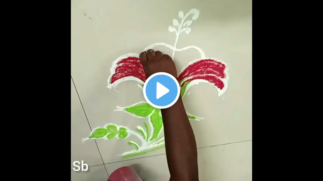 simple hibiscus flower rangoli design #shorts #shortvideo#rangoli#colourrangolidesign #trending