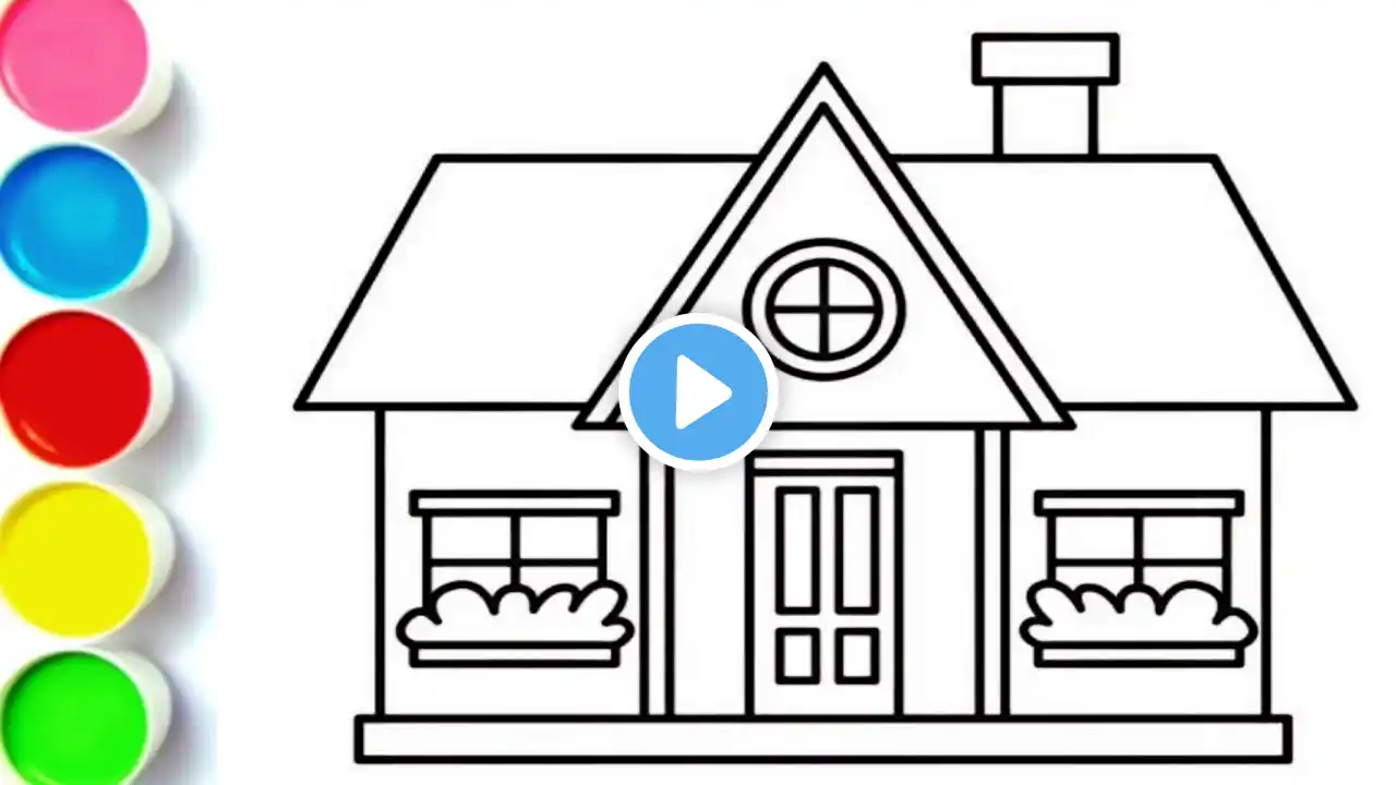 🏡 Drawing and Coloring a Beautiful House with Garden | Step By Step