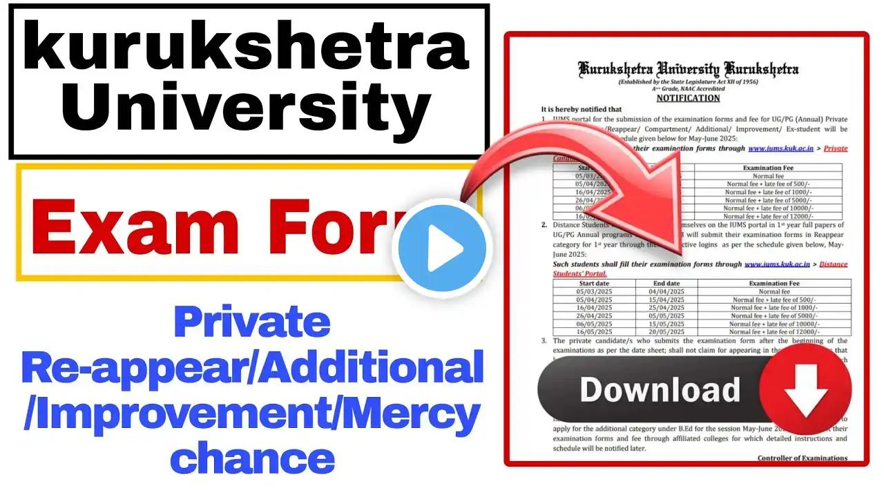 Kuk Re-appear private candidate form|Re-appear Additional Mercy improvement form kasie bhare 2025