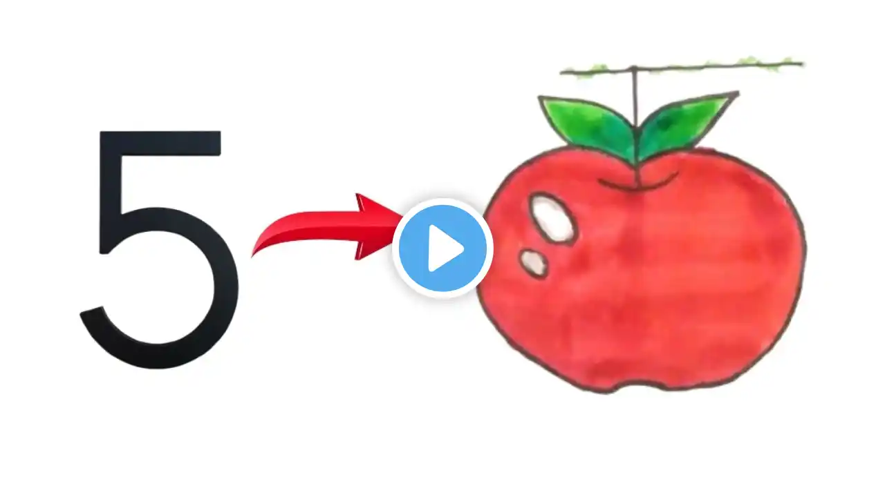An Amazing Apple Drawing With 5 Letters | Apple Art | Easy Apple Drawing | Suraiya Drawing Academy