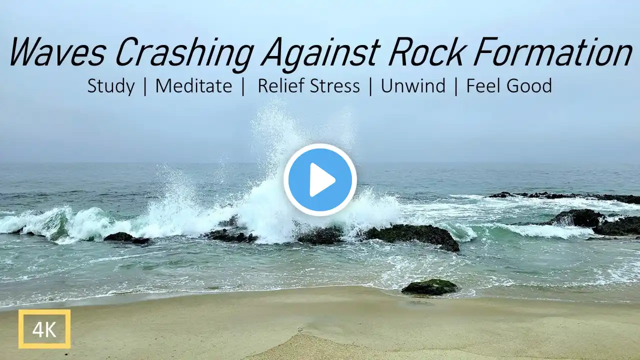 WAVES CRASHING AGAINST ROCK FORMATION - Soothing, Calming, Fall Asleep, Relax, Study, Meditate