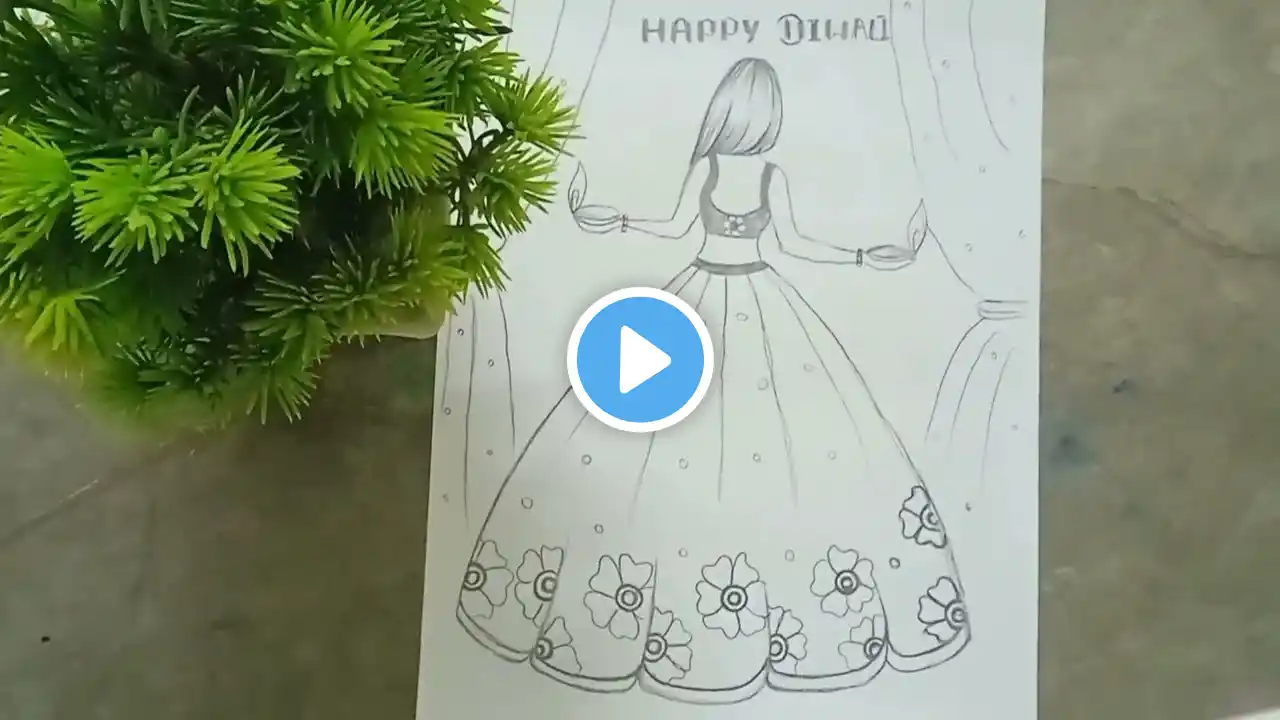 Beautiful Diwali Drawing Easy // Diwali Festival Scenery Drawing For Beginners  // Happy Diwali 🪔🙂