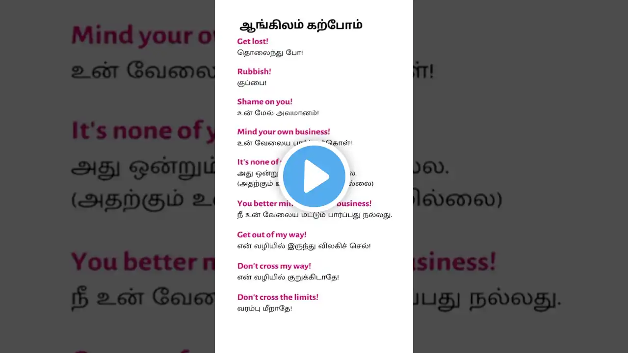 ஆங்கிலம் கற்போம் || Learn English through tamil #spokenenglish