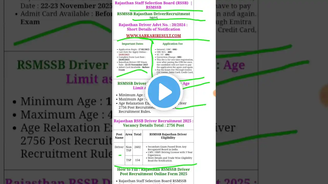 Driver New Vacancy 2025 | Rajasthan Driver Syllabus, Eligibility, RJ Driver Selection Process#viral