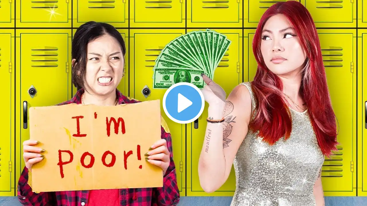 RICH VS BROKE GIRL AT SCHOOL | FUNNY & CRAZY SITUATIONS BY CRAFTY HACKS PLUS