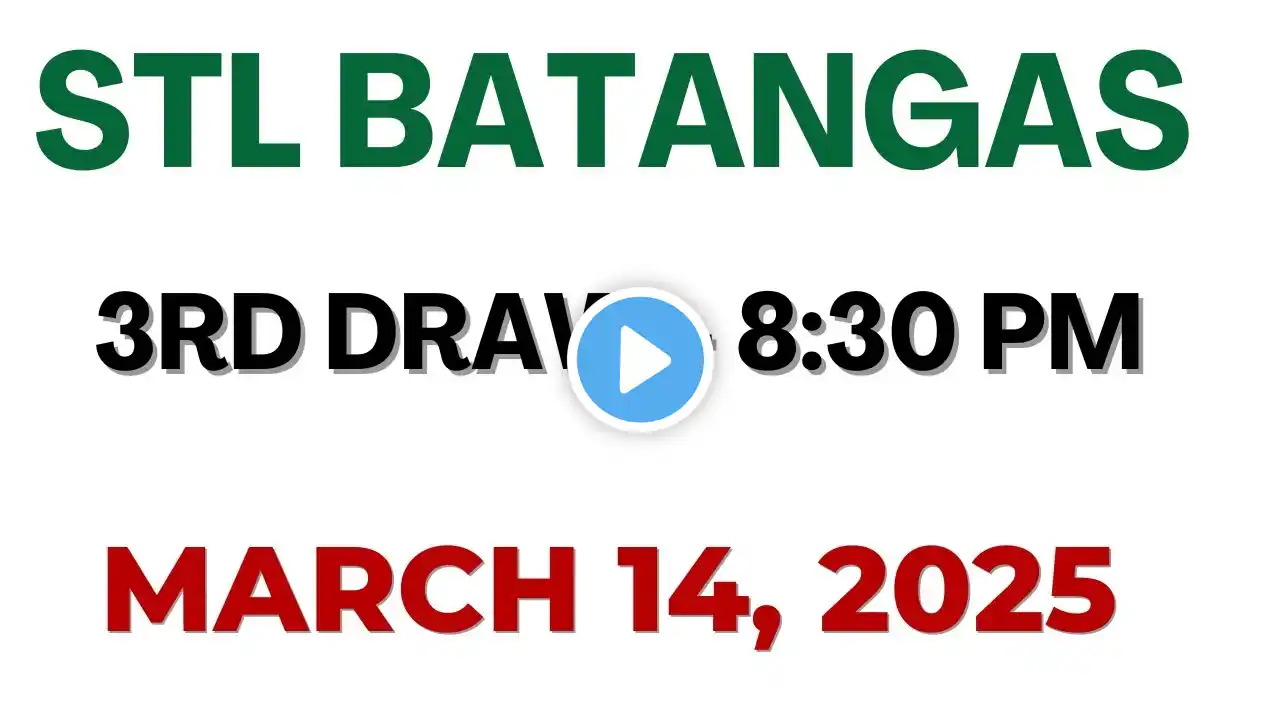 STL Batangas result today live 8:30 PM | March 14 2025 8:30 PM draw