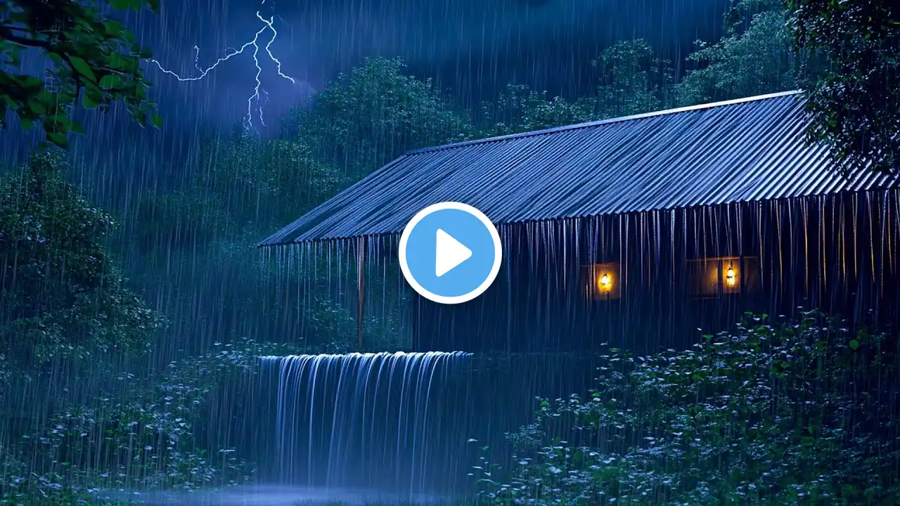 Relieve Stress So You Can Sleep Instantly with Heavy Rain and Mighty Thunder on Tent Roof at Night