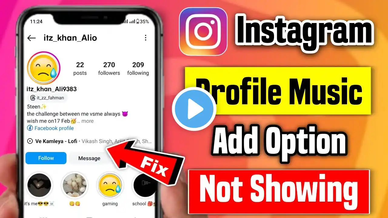 instagram profile music option not showing 2024, instagram profile par music option nahi aa raha hai