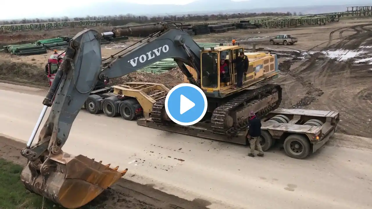 Loading And Transporting By Side The Volvo EC650 Excavator - Fasoulas Heavy Transports