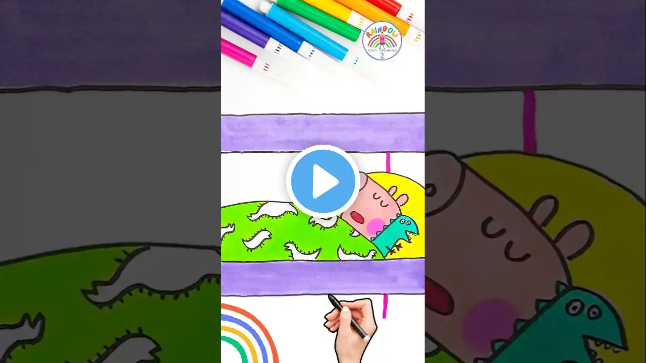 Draw Baby George Pig | George Pig Sleeping Easy Drawing 🌈🐽🦖 #peppapig #shorts #baby