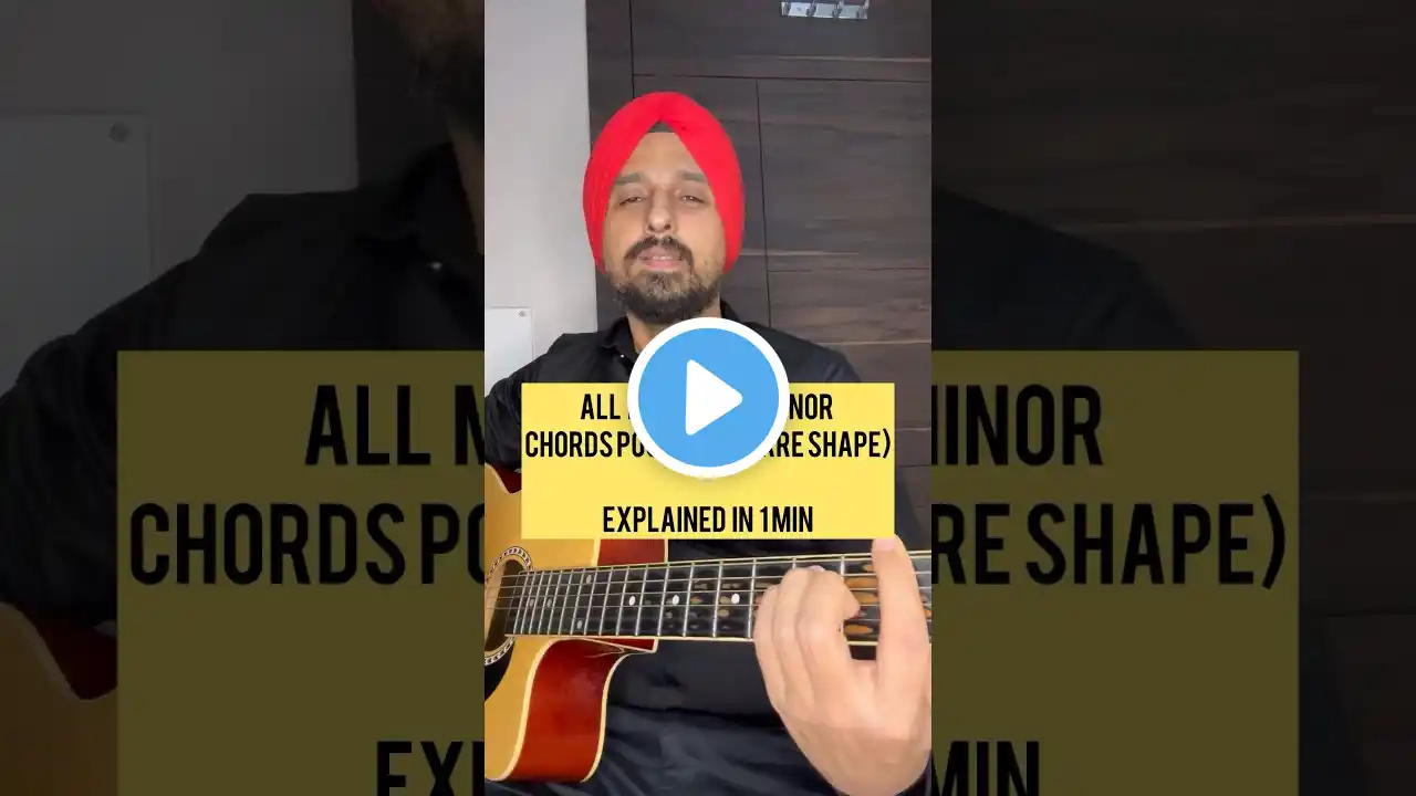 All major and minor chords position(Barre shape)explained in 1min | Guitar tutorial by Sanmeet Bagga