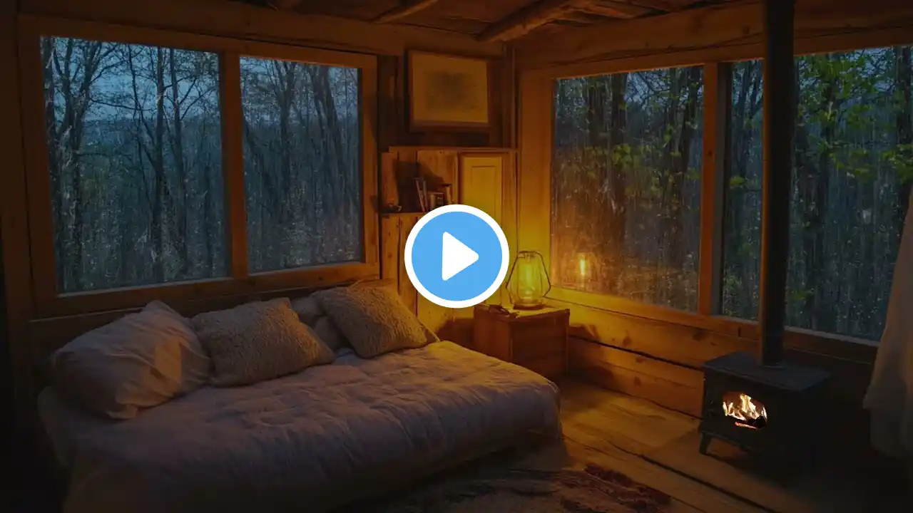 Calming Rainfall, Thunderstorm ASMR, Cozy Cabin Ambience, Relaxing Sounds for Sleep