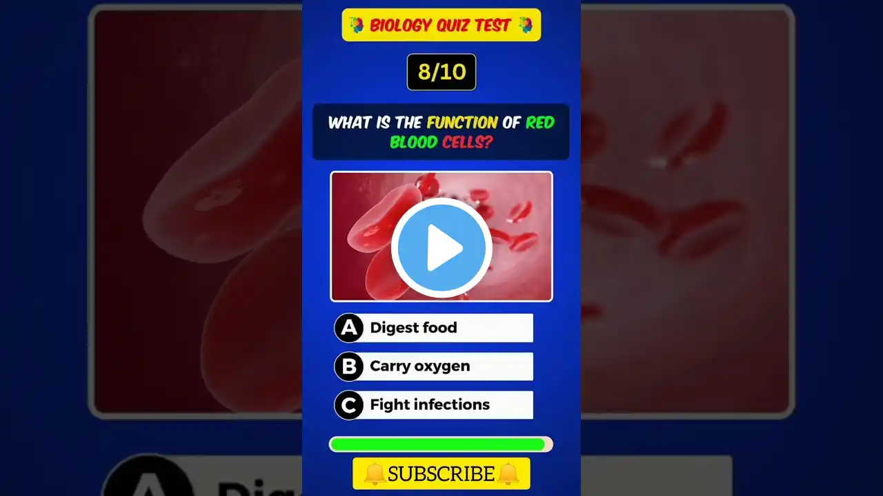 What Is The Function Of Red Blood Cells #Functon #BiologyQuiz #RedBloodCells #ScienceTrivia #FunQuiz