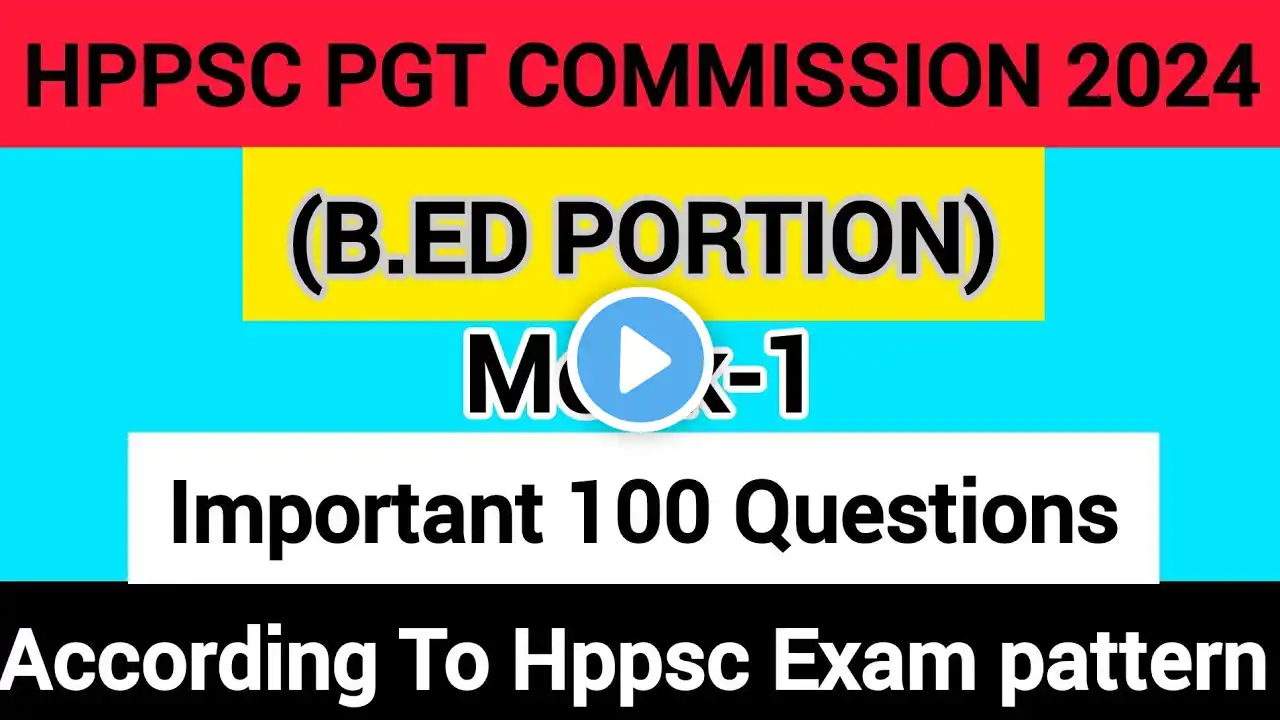 HPPSC PGT COMMISSION B.ED PORTION IMPORTANT QUESTIONS || HIM ADDA