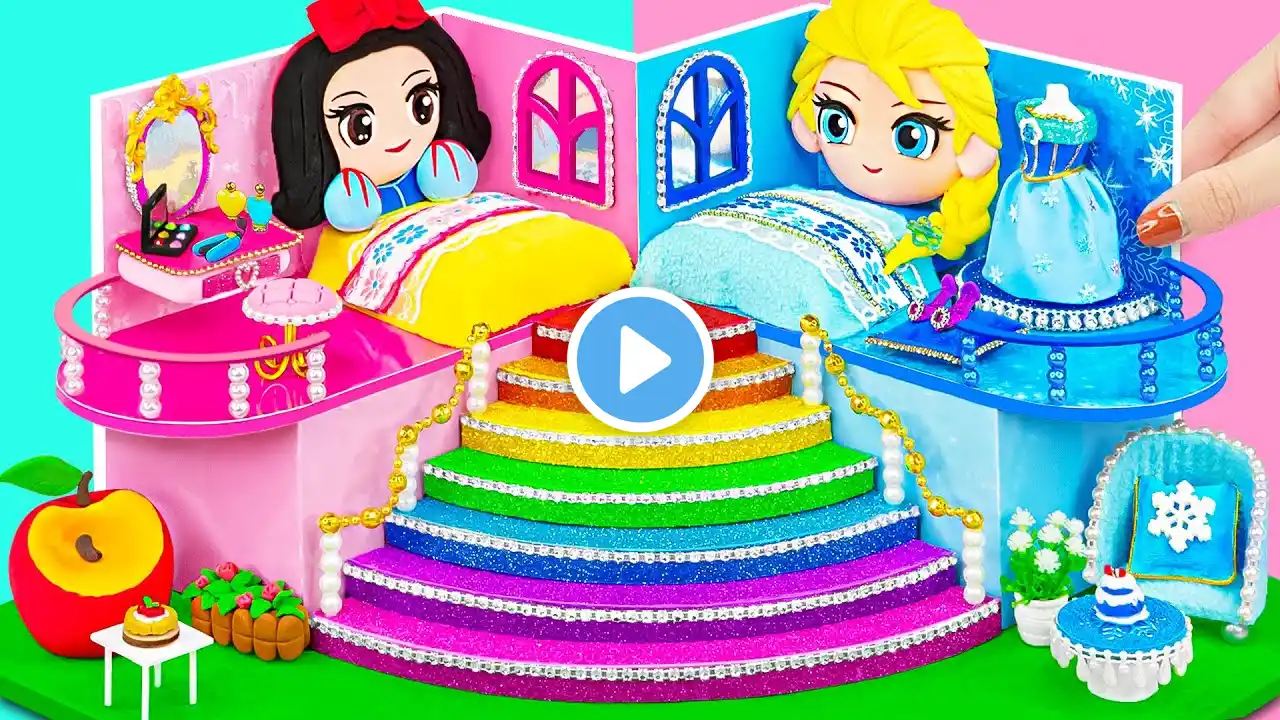 Elsa vs Snow White | Build Amazing Castle Hot and Cold Style for Two Princess | DIY Miniature House