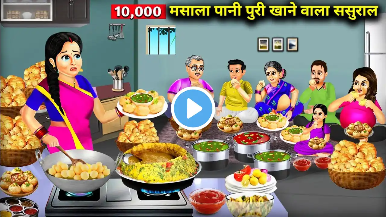 10,000 मसाला पानी पूरी खाने वाला ससुराल || In-Laws Eating 10,000 Masala Pani Puri || Cartoon Video