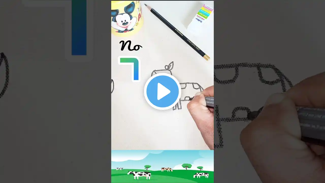 How To Drawing Cow Using Number 7| Easy Drawing Cow|Simple  #drawing #easydrawing  #pencildrawing