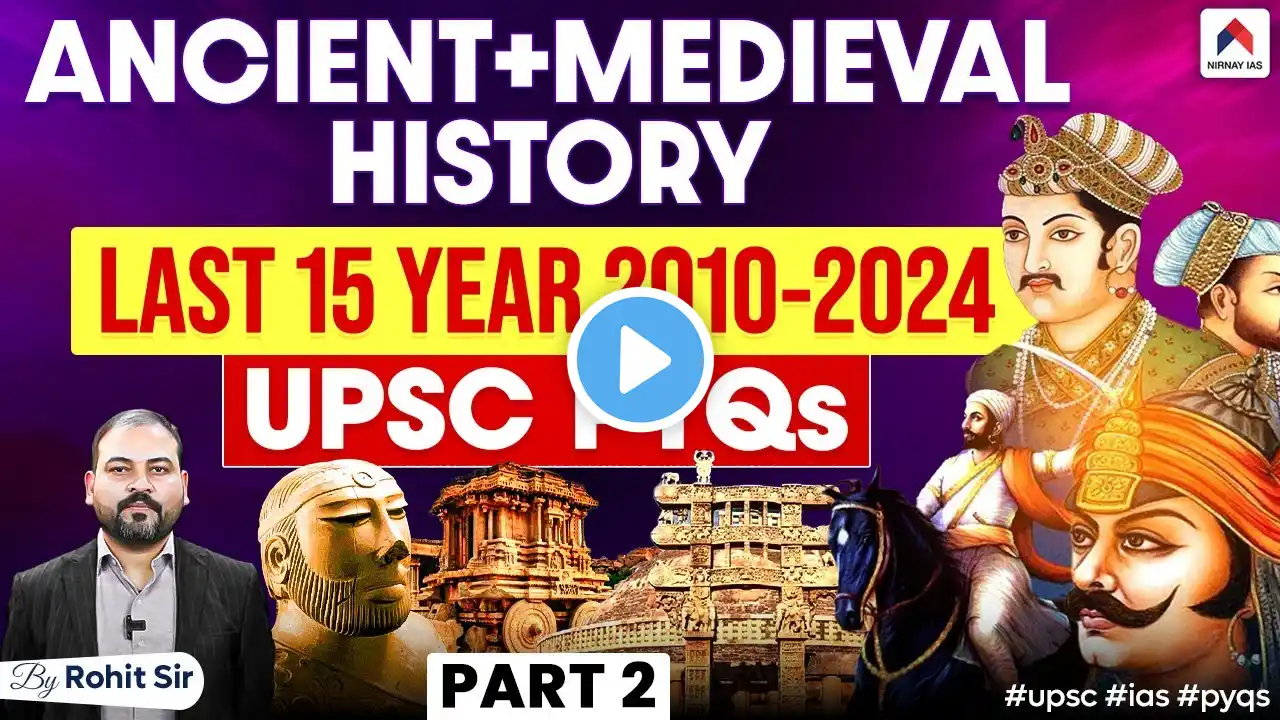 UPSC Prelims 2025: Ancient and Medieval History Last 15 Years PYQs Part 2 |  UPSC History PYQs