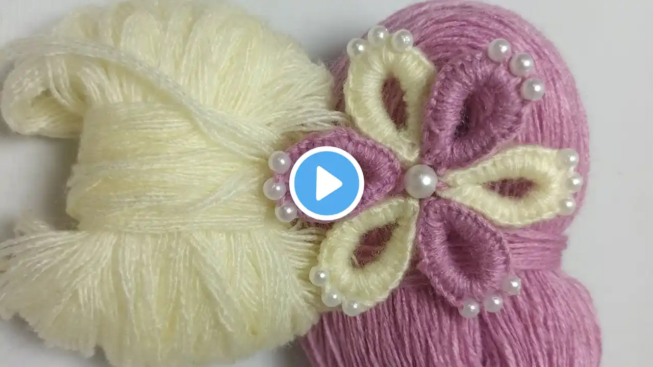 Super easy woolen flower making idea with finger   hand embroidery amazing flowers   it's so cute