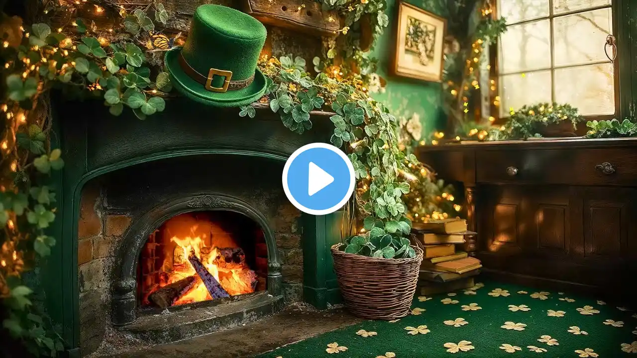 🍀🎉 Happy St. Patrick’s Day Warmth ☘️ Cozy Fireplace & Bossa Nova Jazz Ambience for a Magical Evening