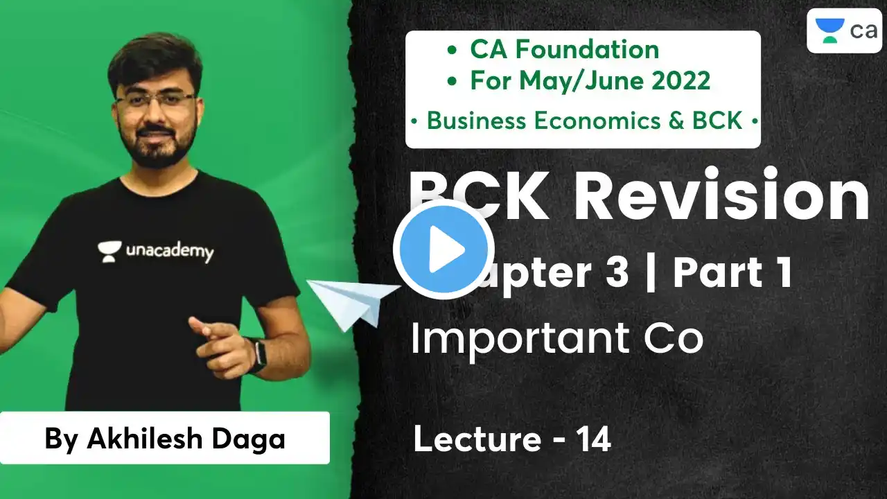 L14: BCK Revision | Chapter 3 Part 1 Imp Co | CA Foundation May/June 2022 | Akhilesh Daga