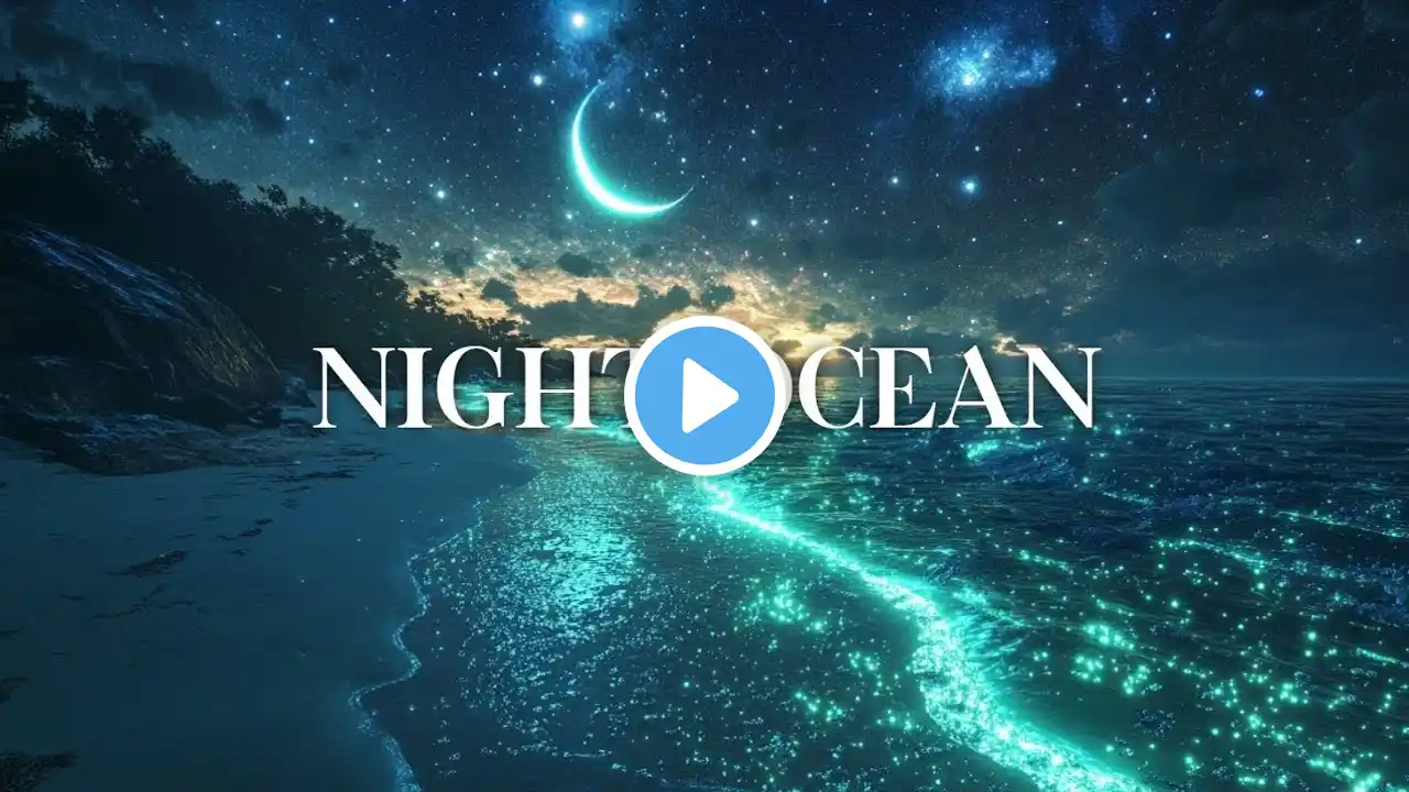 Stress Relief Music: Tropical Beach Ocean Waves ASMR Under Stars - 3 Hours of Relaxing White Noise