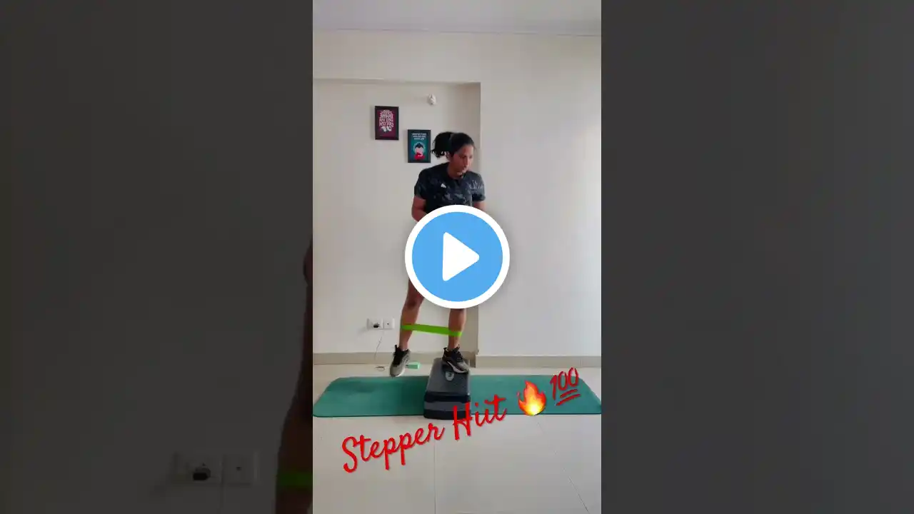 Stepper Hiit with mini Band 🔥💯🥵💪#fatloss #fitness #athome #fitmoms #viral #trending #shorts