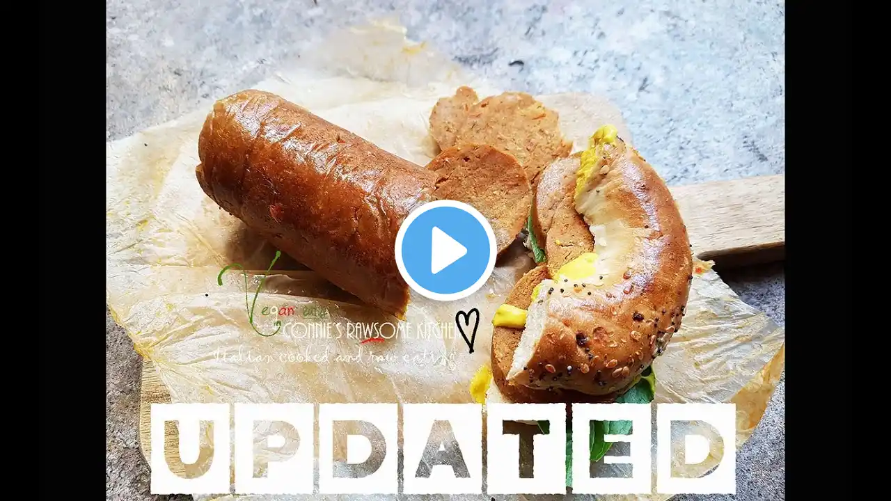 UPDATED SPICY VEGAN DELI COLDCUT BEST EVER SEITAN PEPPERONI MEAT SAUSAGE | Connie's RAWsome kitchen