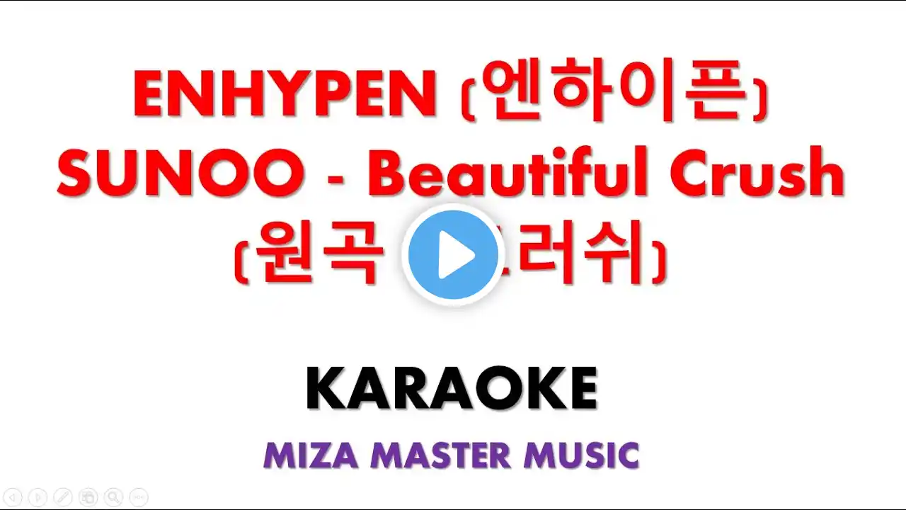 ENHYPEN 엔하이픈 SUNOO   Beautiful Crush 원곡   크러쉬  | Karaoke Instrumental Lirik No Vocal