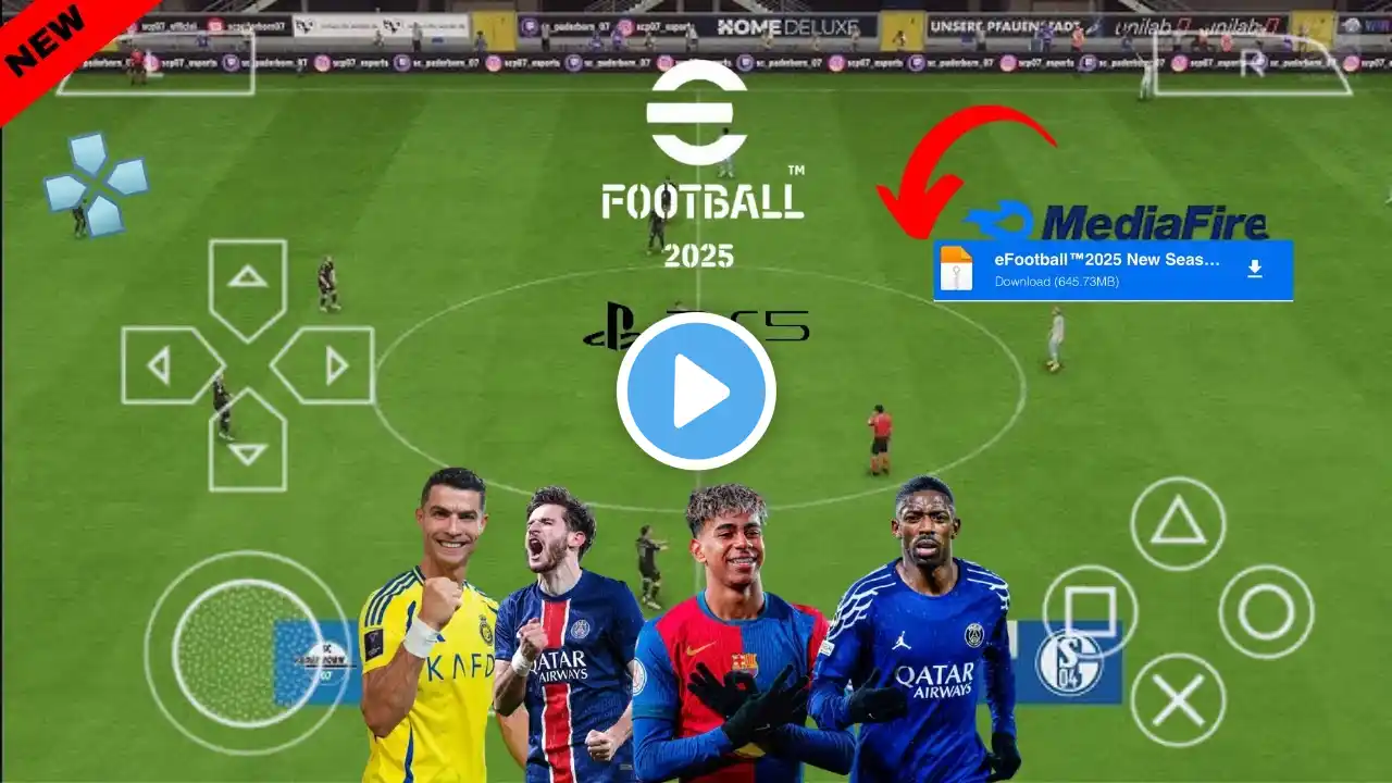 eFootball PES 2025 PPSSPP Download Offline Full Update UCL & Leagues Kits 24/25 Season 4K Graphics